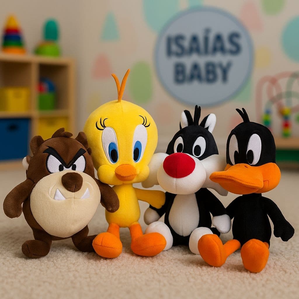 Boneco Pelúcia Decoração Para Quarto Infantil Baby Looney Tunes PiuPiu Patolino Frajola Taz Antialérgico Hipoalergênico