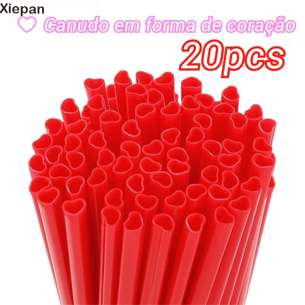 XIEPAN 20 Unidades De Canudos , Rosa Ecológicos Em Formato De Coração Descartáveis Multipacote