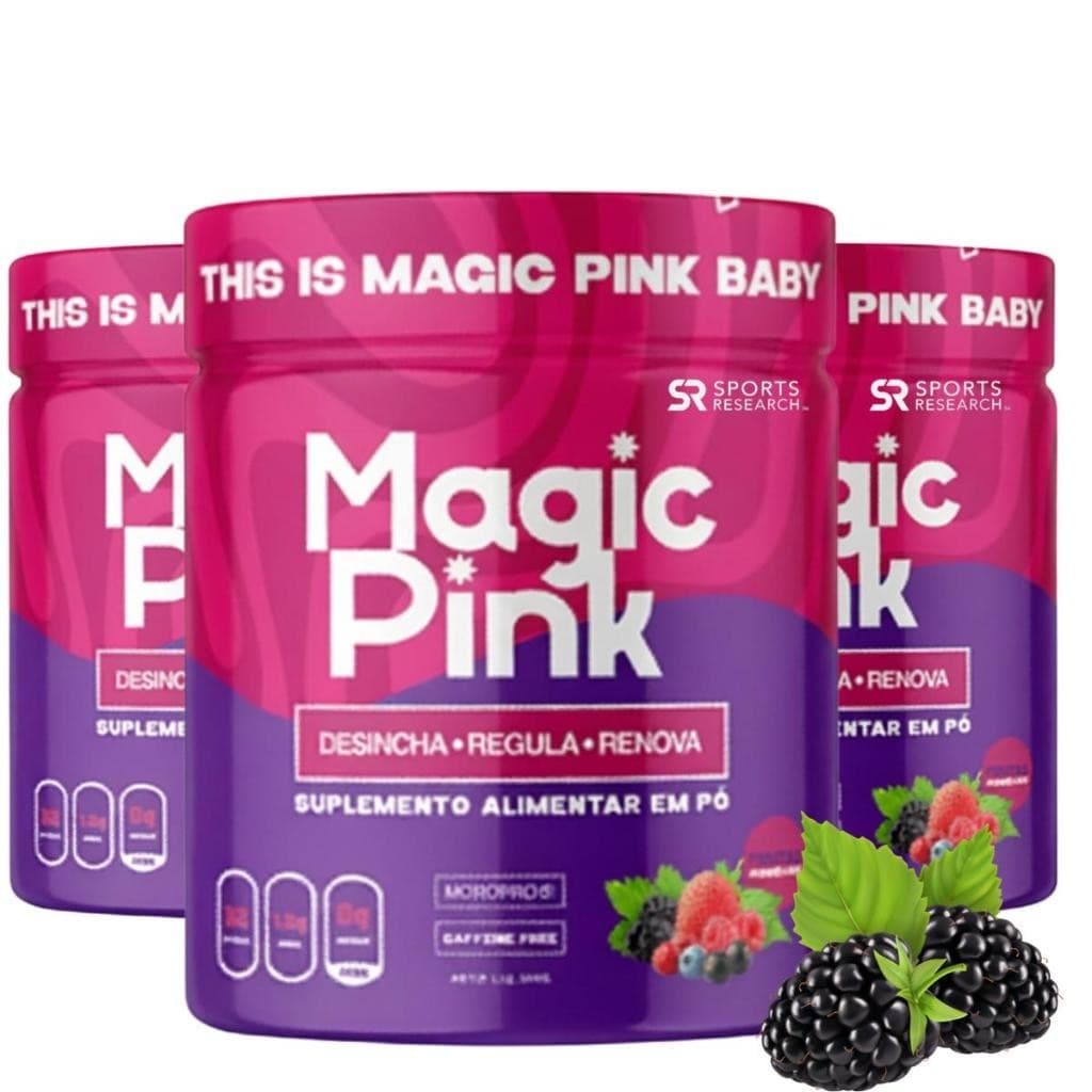 3 Magic Pink 300g Sabor Frutas Vermelhas em Pó | Fórmula Exclusiva Aprovada por Nutricionista