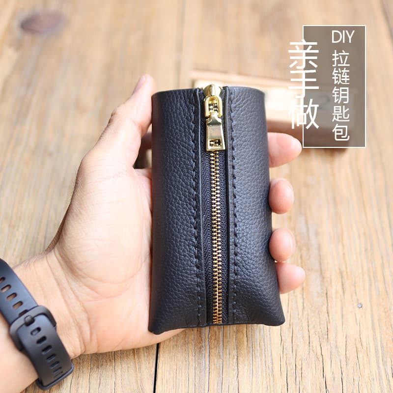 Primeira camada de couro grande capacidade Mini exclusivo porta casa do carro Universal masculino saco chave diy Materia