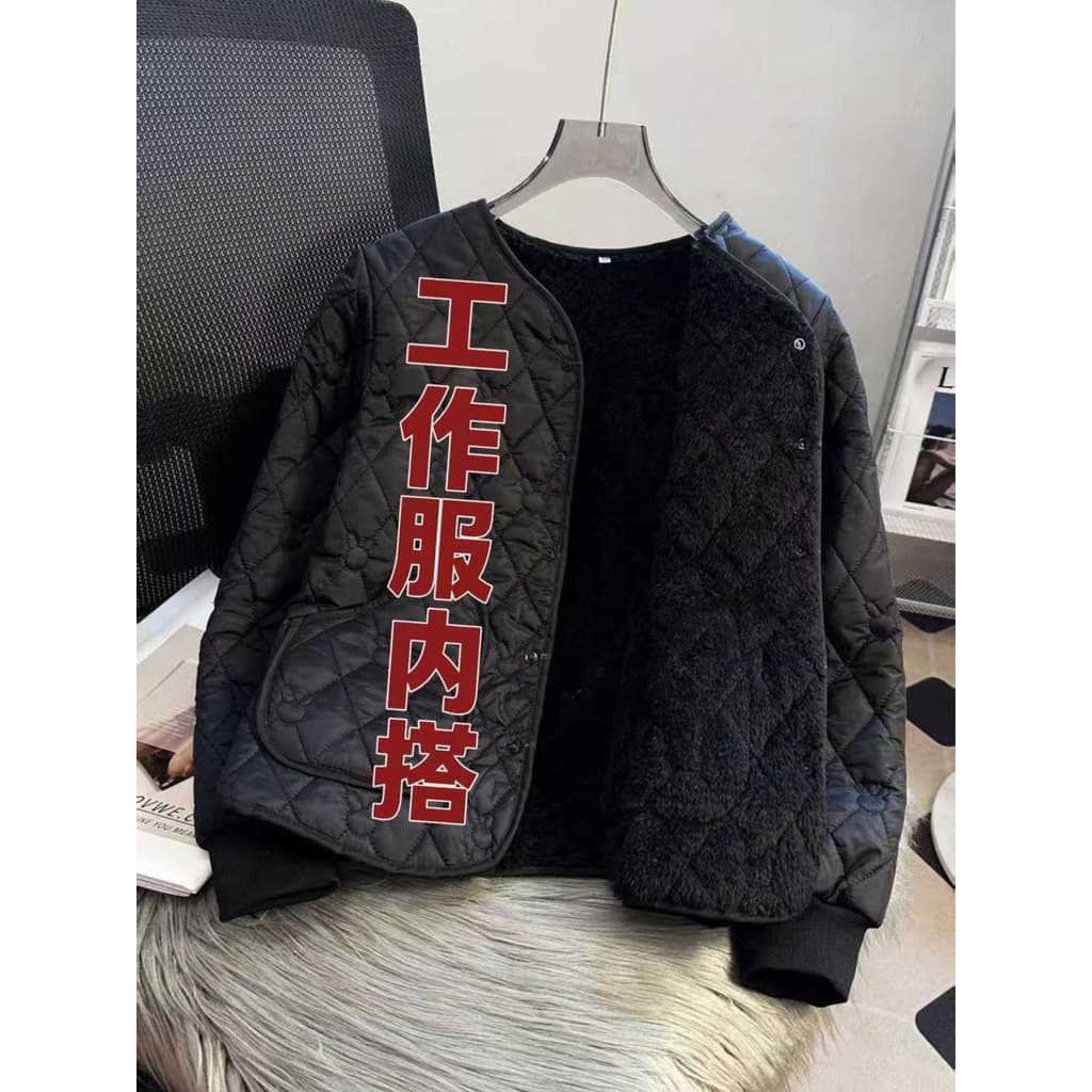 Forro dedicado de lã à prova de frio, jaqueta acolchoada de algodão feminina, roupa de trabalho de escritório de inverno