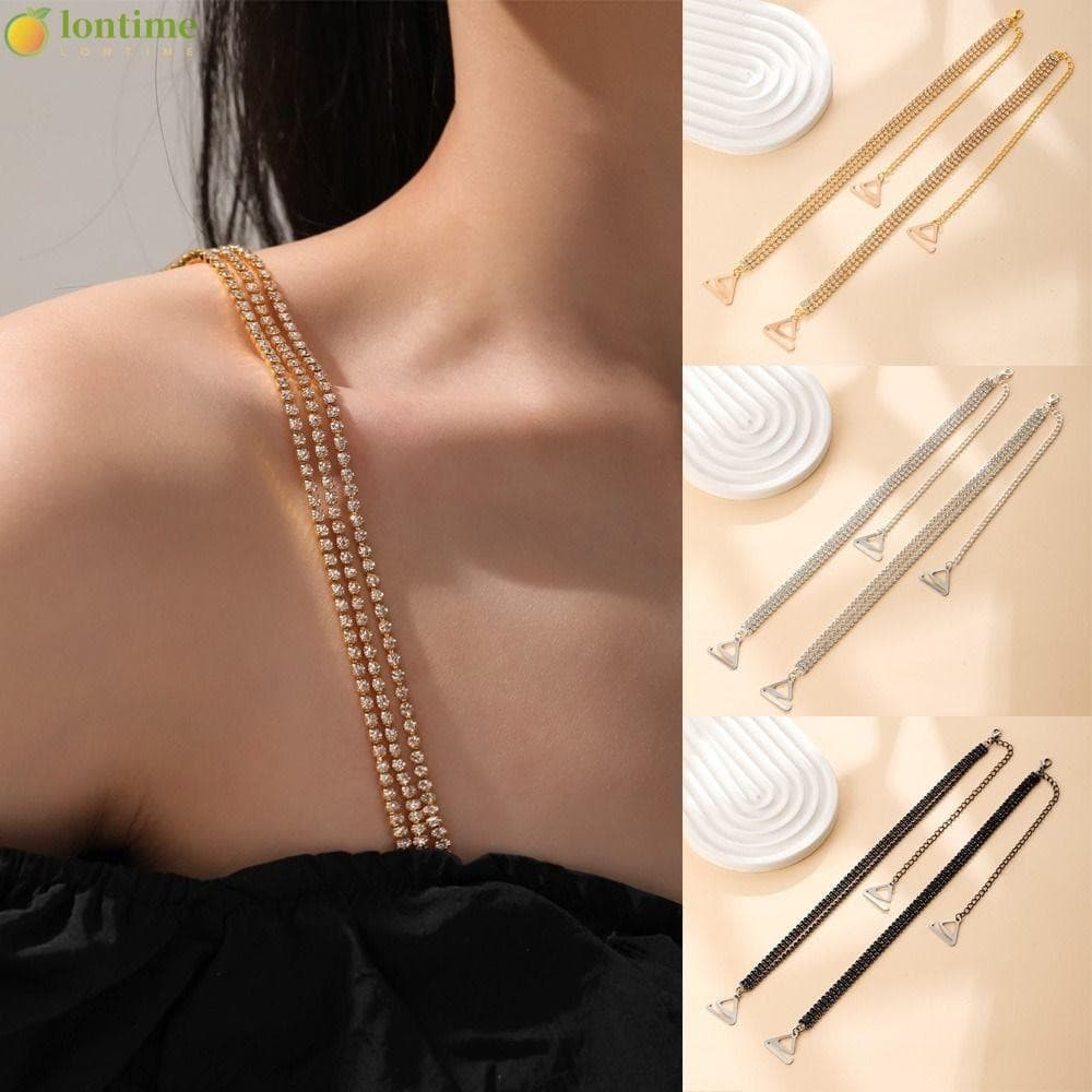 Alças De Sutiã LONTIME , Alça De Roupa Íntima Ajustável De Strass De Três Fileiras , Ombro Antiderrapantes De Metal