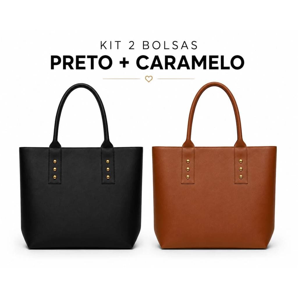Kit 2 Bolsa Feminina Shopper Grande Espaçosa Trabalho Faculdade