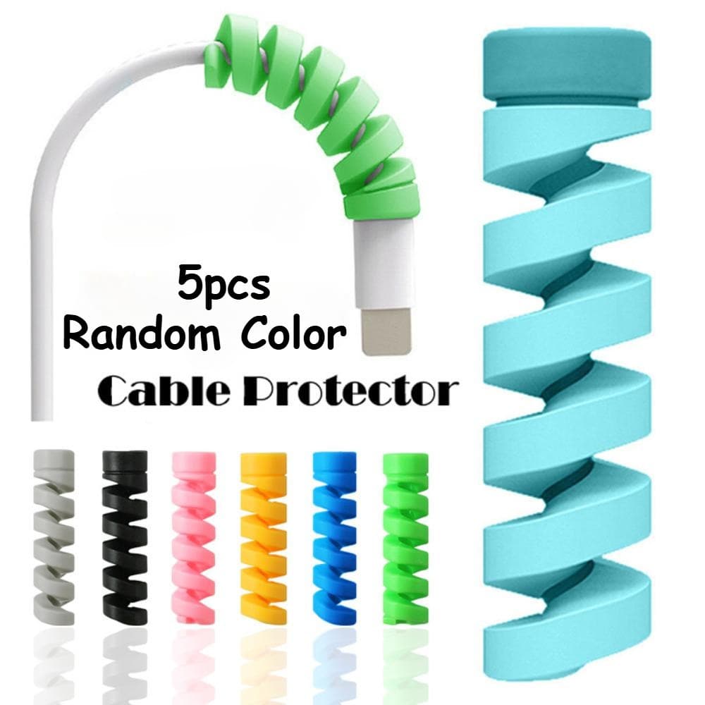 5pcs Cor Aleatória Protetor De Cabo De Carregamento USB Capa Fone De Ouvido Fio Espiral