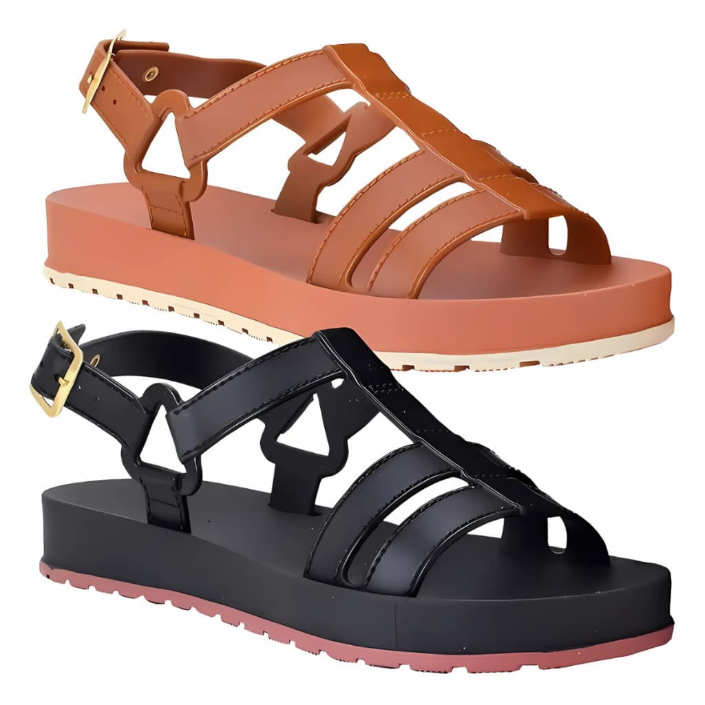Kit 2 Pares Sandália Feminina Adulta Papete PlataformaLeve Confortável Resistente