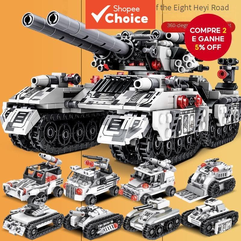 Modelo de Bloco de Construção de Tanque Blindado Conjunto de Brinquedo de Combate