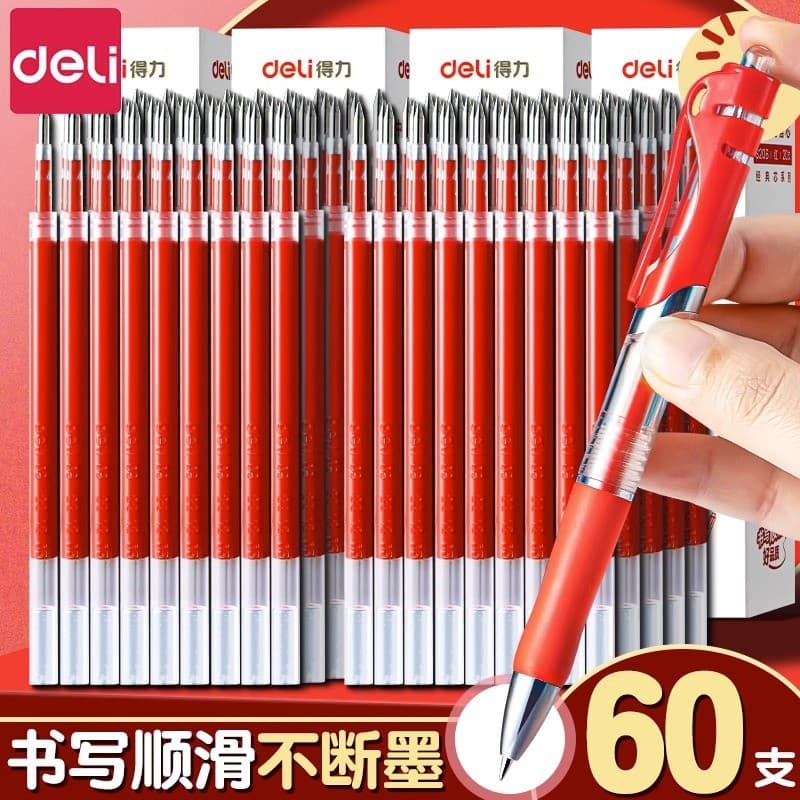 Deli Red Refill Professor Dedicado Recarga Vermelha Push Tipo Gel Recarga 0.5 Bullet Refil Vermelho 0.38 Tubo de Agulha