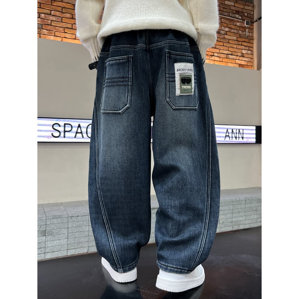 Crianças roupas meninos primavera outono calças 2026 novo estilo meninos em linha reta solto médio grande crianças pai J