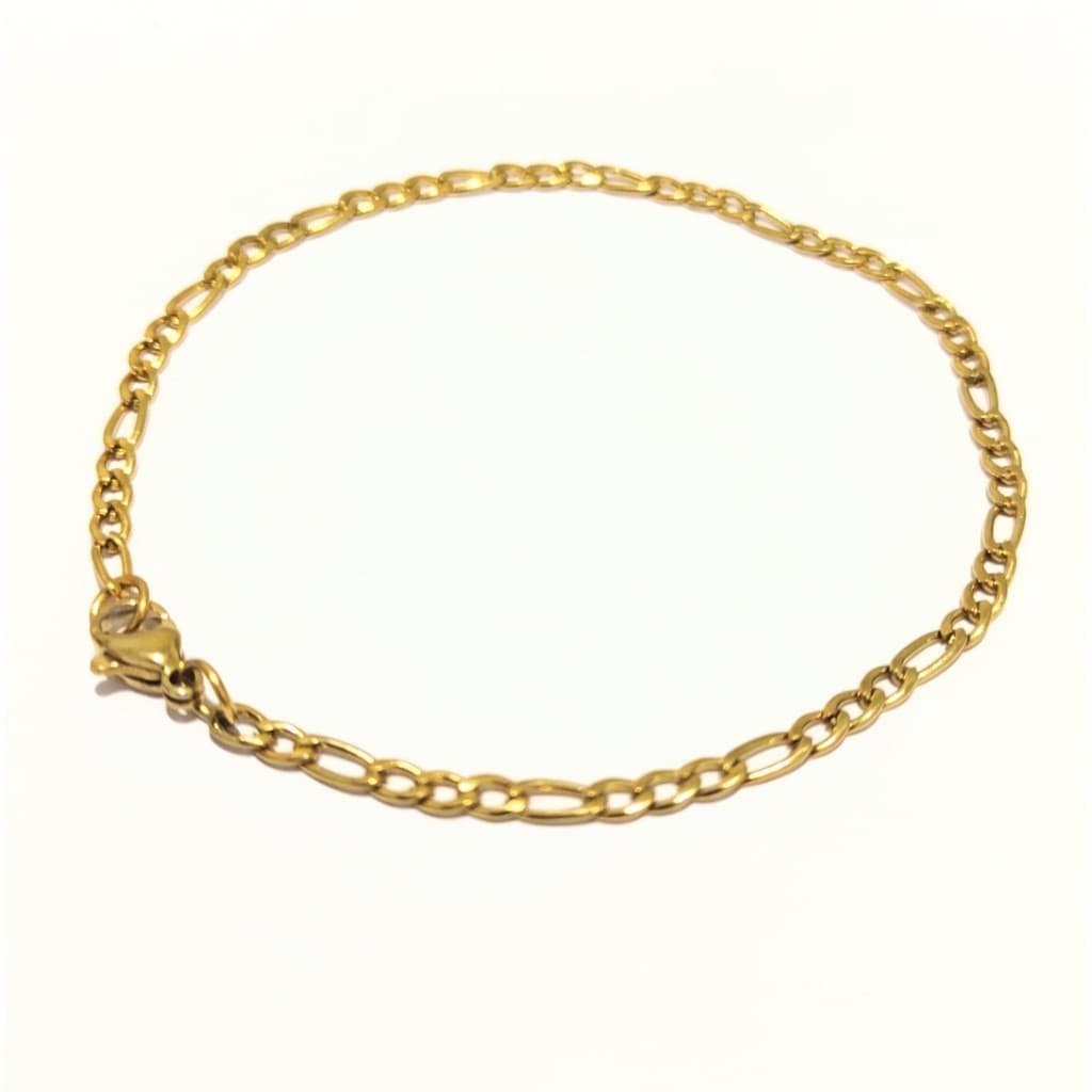 pulseira grumet masculina fina 20cm dourada aço inoxidável