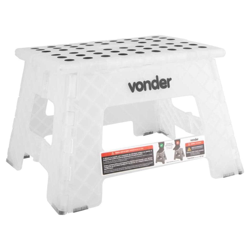 Banqueta Plástica Dobrável Transparente Altura 22Cm Vonder
