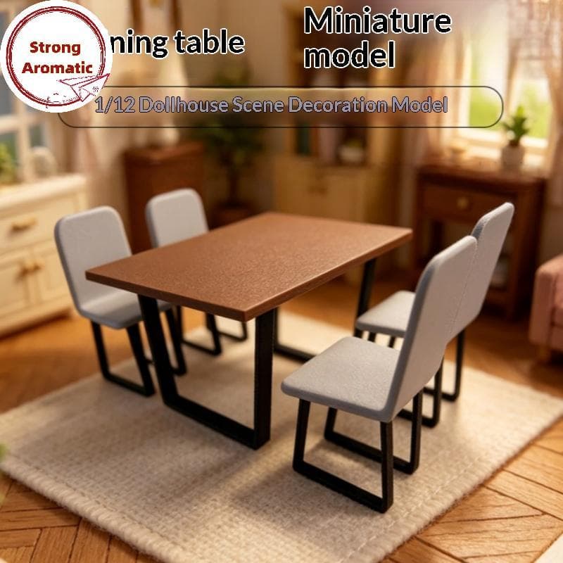 StrongArom 1 12 Escala Casa De Bonecas Em Miniatura Mesa De Jantar E Cadeira Conjunto Modelo De Móveis De Madeira Para D