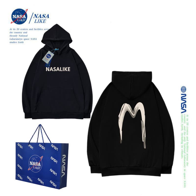 NASA Co-Branded americano oversize moletom masculino forro de lã Street Wear com capuz casal primavera outono jaqueta ma