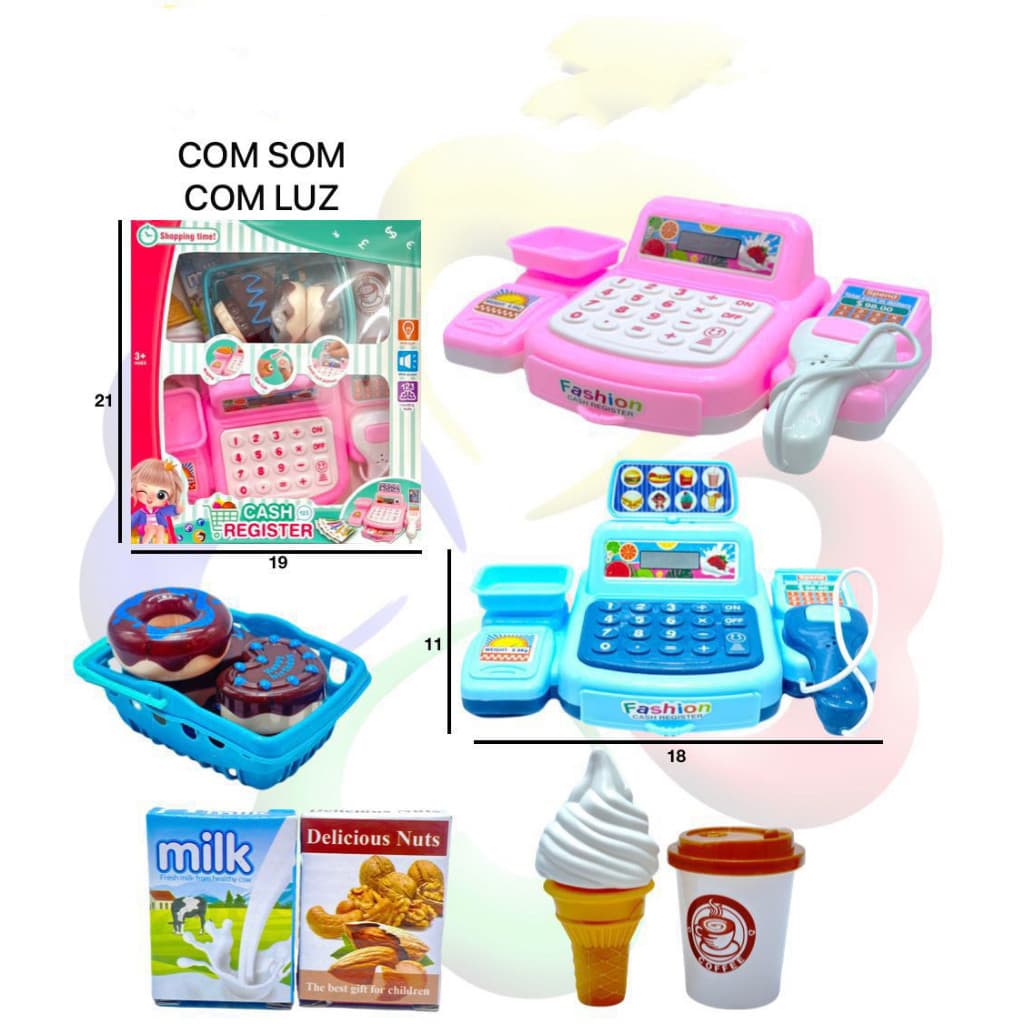 Caixa Registradora Brinquedo Infantil Mercadinho Scanner Luz E Som