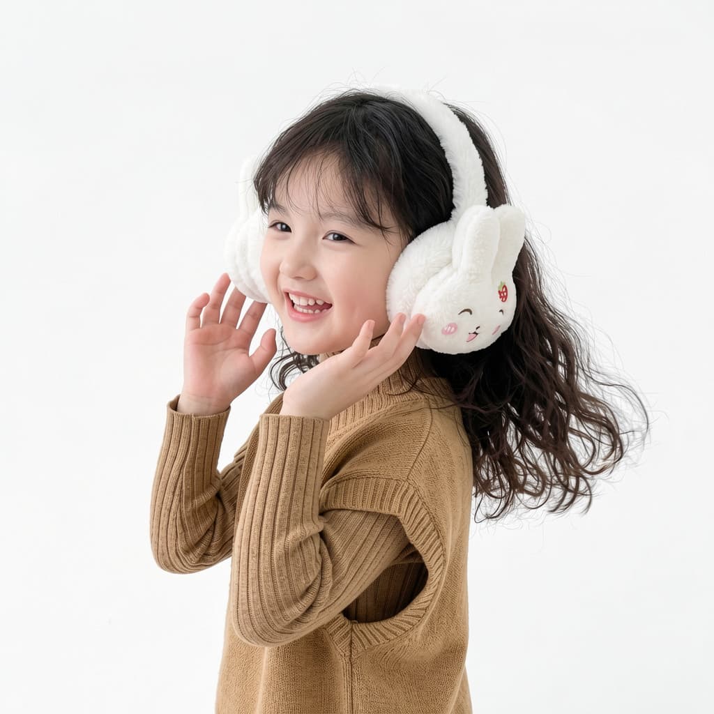 Protetor Aquecedor De Ouvido Orelha Infantil Menino Menina Inverno Quente Earmuff Frio Felpudo Pelúcia FPH0325CH