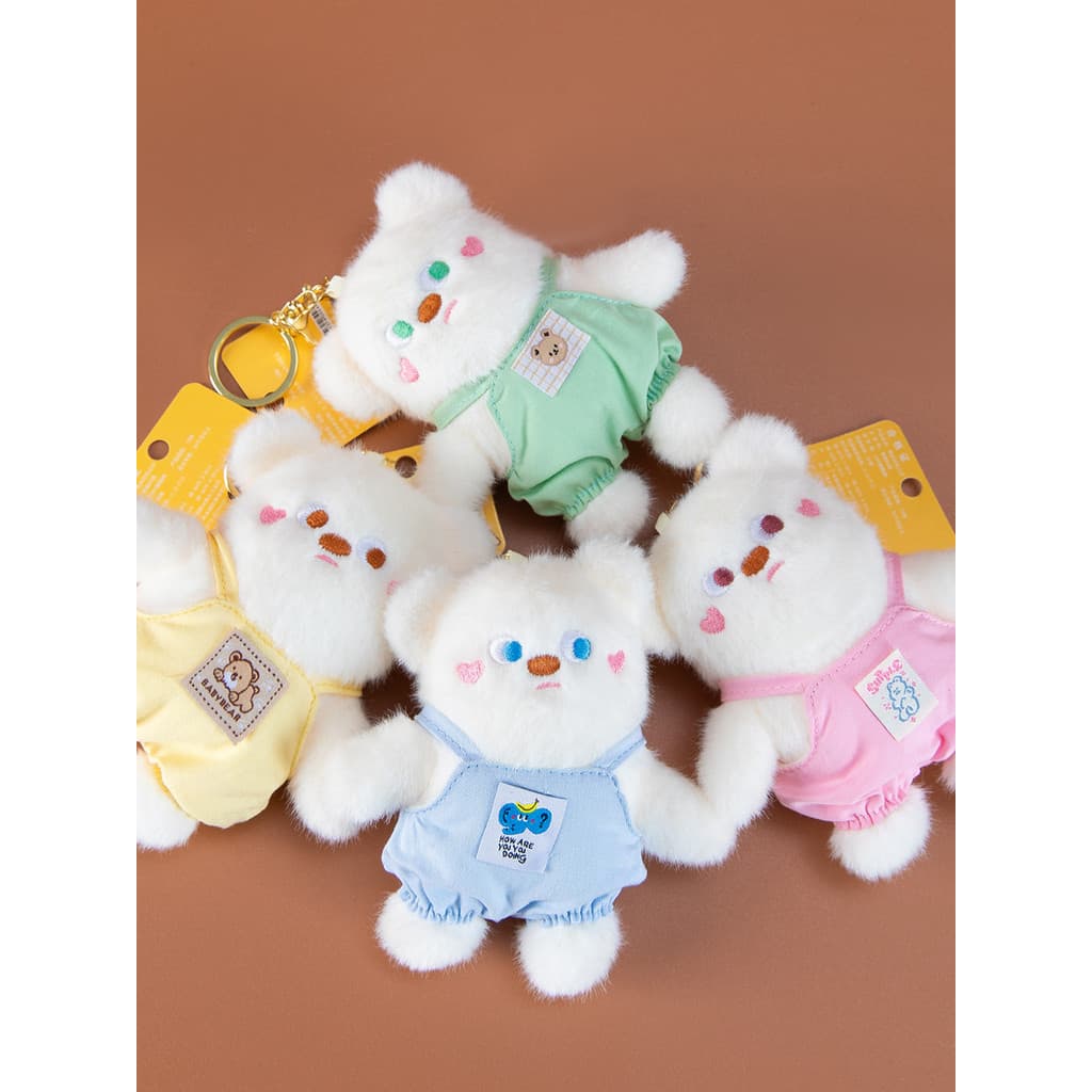 Desenhos animados macio bonito urso boneca brinquedo de pelúcia saco chaveiro pingente companheiro das crianças boneca u