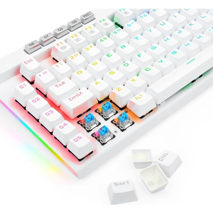 Teclado Óptico Gamer Redragon Magic-wand Pro Rgb Switch Azul Branco Português Brasil
