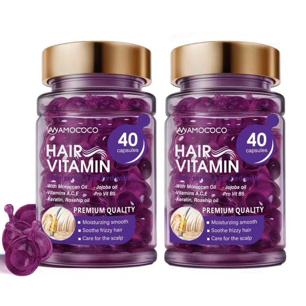 2 Pacotes de Óleo Capilar com 40 Cápsulas, com Queratina, Óleo de Argan e Óleo de Jojoba, Nutre e Fortalece Cabelos Seco
