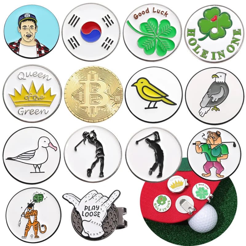 Clipes Magnéticos para Boné de Golfe com Marcador de Bola, Acessórios com Estampa de Desenho Animado Engraçado, Joia Dec