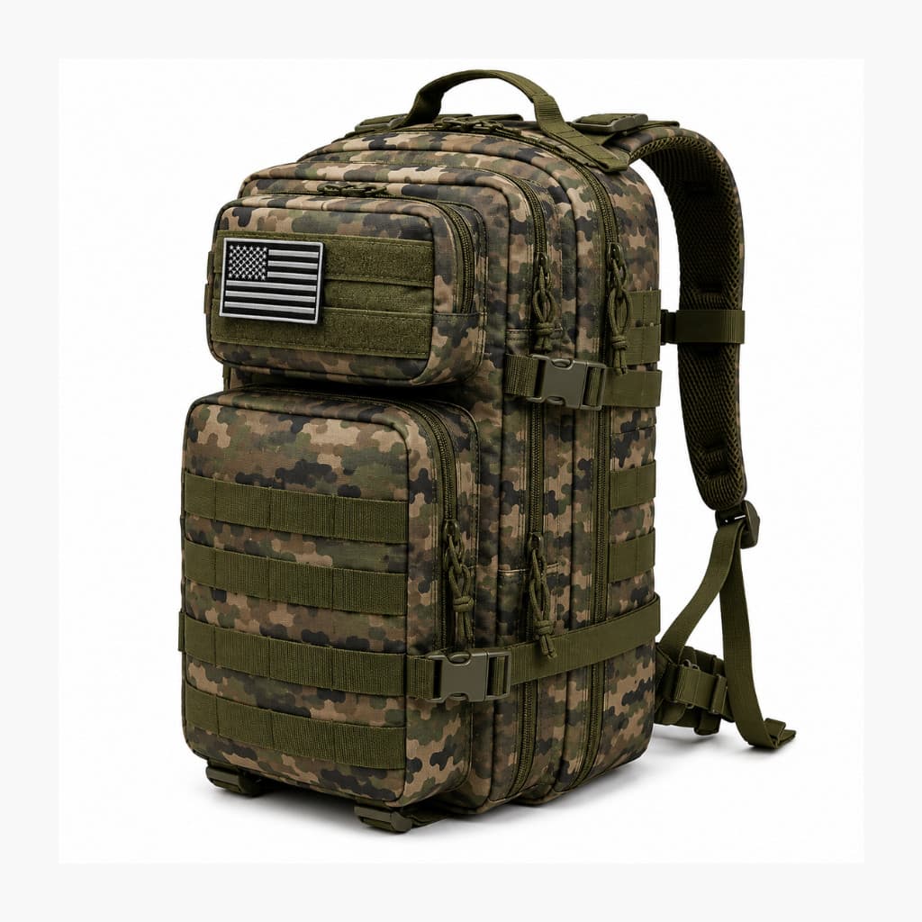 Mochila Tatica Grande Para Viagem e Trilha Sistema de Faixas Molle Alcas Acolchoadas Regulaveis Varios Compartimentos