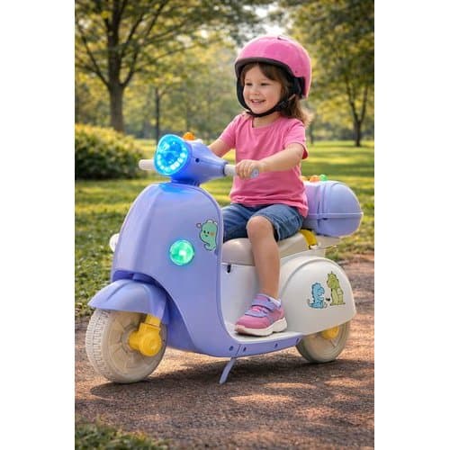 Moto Eletrica Infantil Baby Dino Azul Claro Veiculo Recarregavel Seguro Estimulacao Equilibrio Divertido Presente Cri...