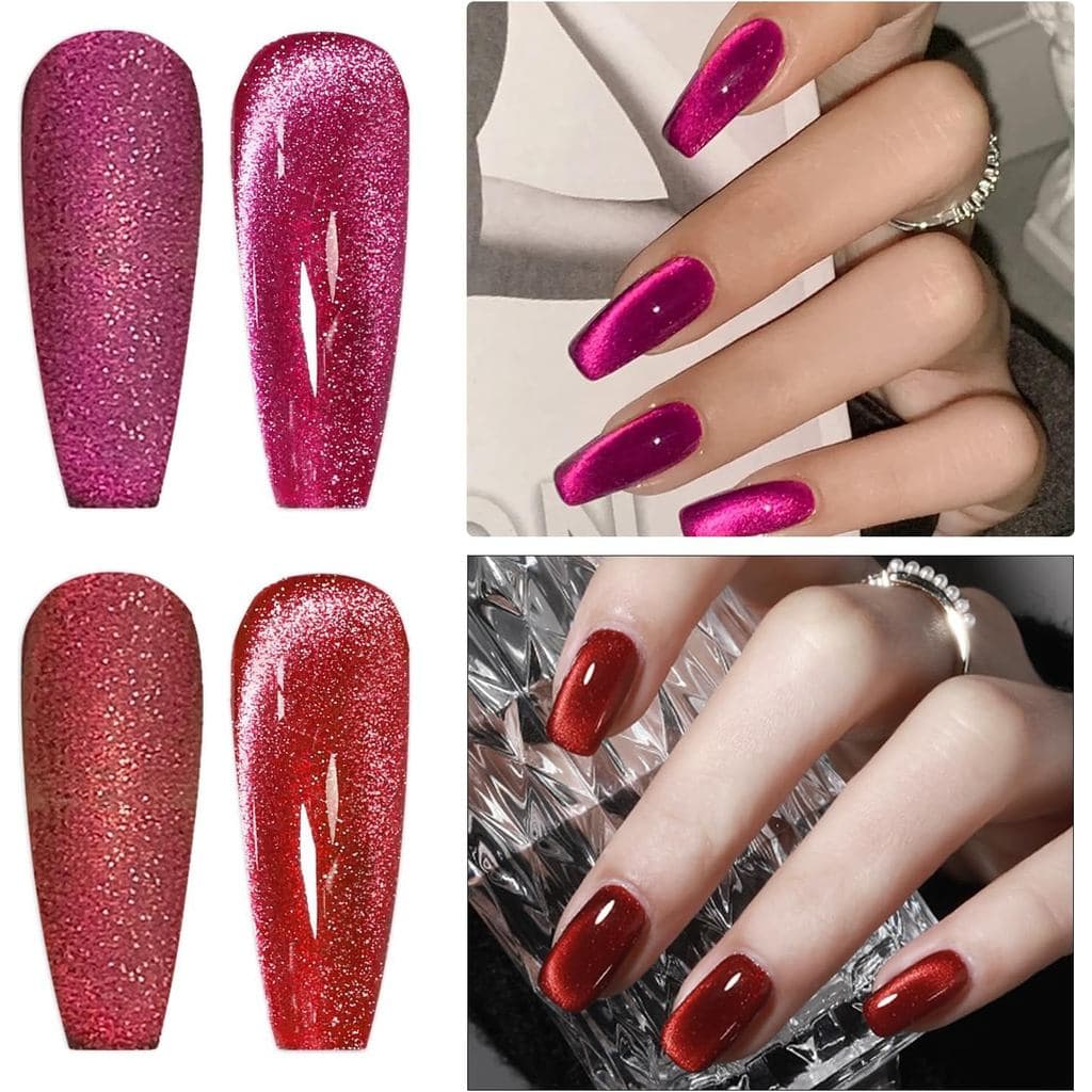 KitdeealtedegelAuroraEye – Conjunto de Cristais Magnéticos de Diamante – Gel Brilhante com Lantejoulas e Furos Holográfi