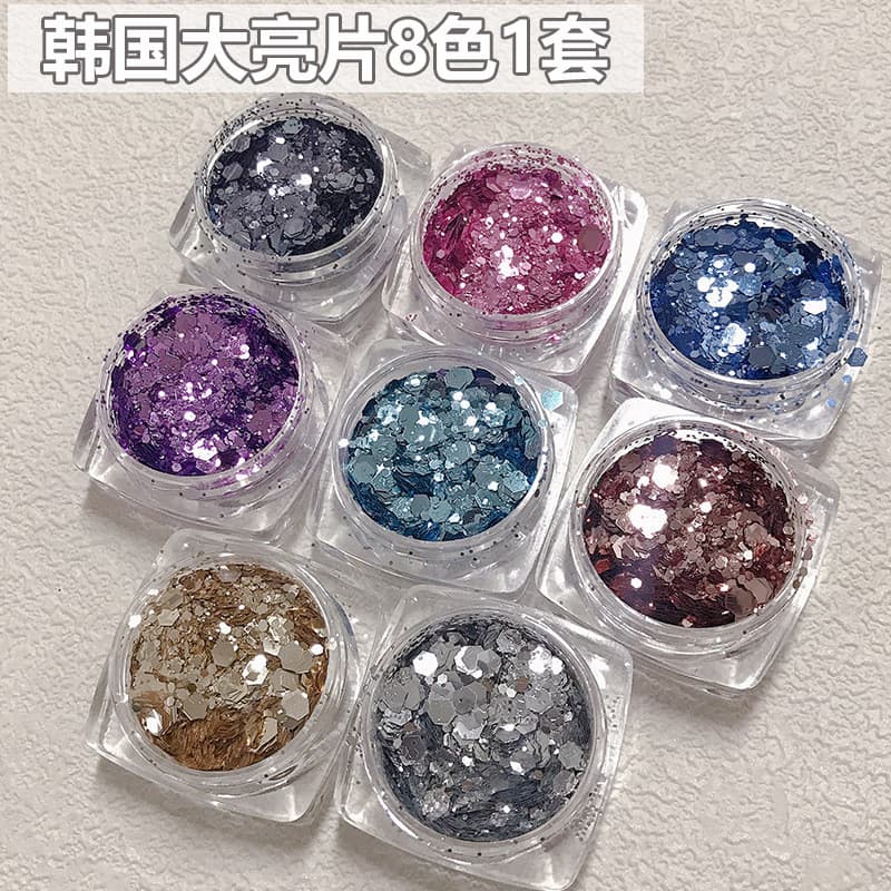 Glitter para Unhas da Moda, Glitter Coreano Grande, Glitter Azul Profundo Champagne Princesa Sereia, Pontas de Unhas Col