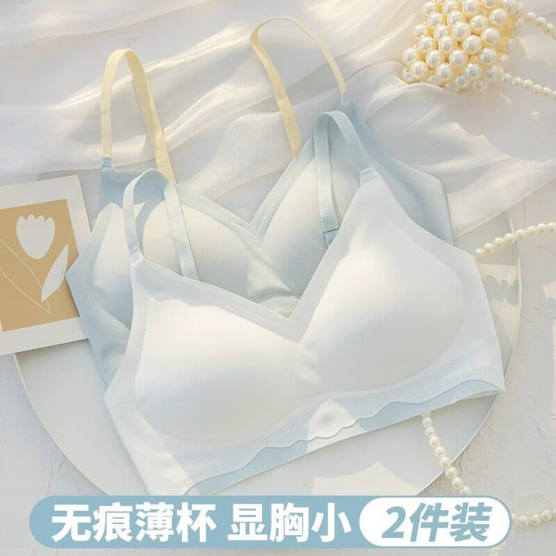 Sem costura verão roupa interior fina feminina seios pequenos reunindo sem anéis de aço recebendo seios Anti-flacidez es