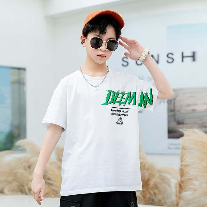 GILE meninos camiseta de manga curta roupas bonito meninos verão camiseta topo esportes estilo fino crianças grandes