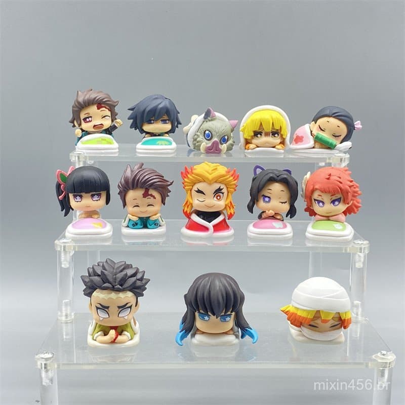 Figuras de alta qualidade do Demon Slayer em versão Q para colecionadores, em conjuntos, figuras de Kamado Tanjiro e Nez