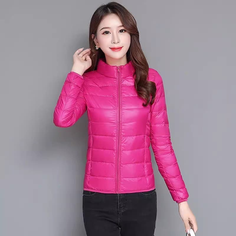 [gola alta] Jaqueta acolchoada curta novo estilo jaqueta acolchoada feminina primavera outono jaqueta acolchoada