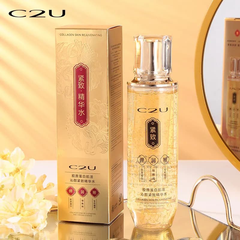 C2U Colágeno Pele Revitalizante Essência Firmadora Água Fada Água Essência Facial Hidratante Toner Hidratante