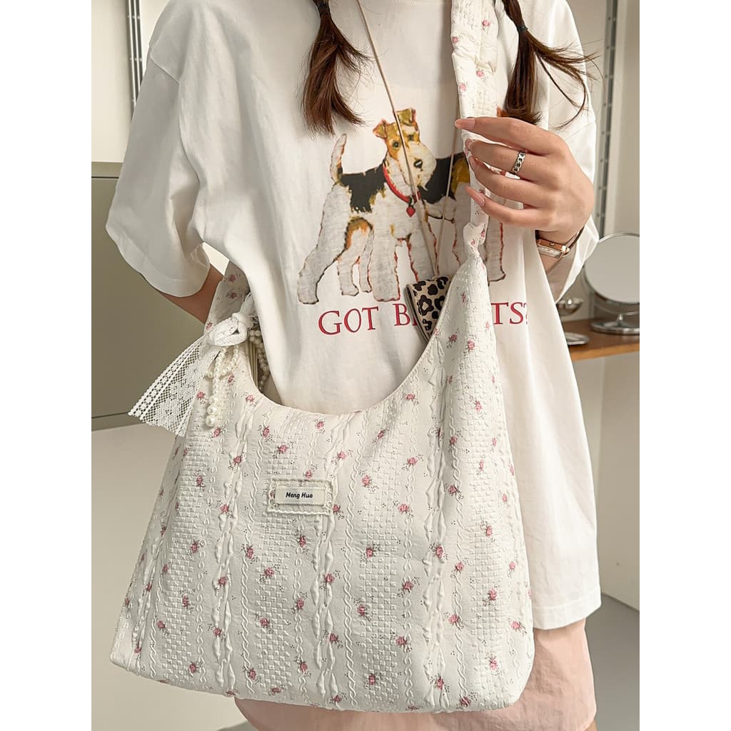Estilo preguiçoso bolsa de lona de grande capacidade feminina verão leve bolsa de ombro estudante classe Commuter mensag