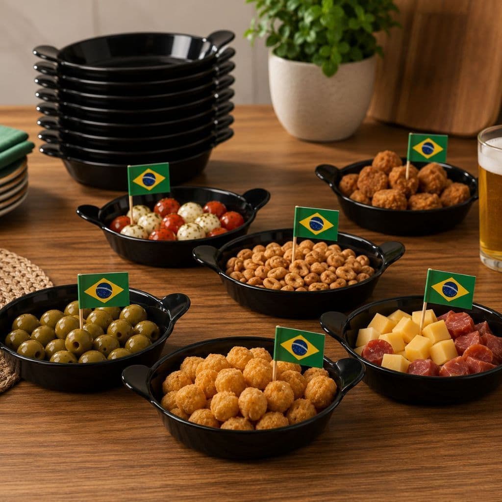 Kit 10 Petisqueiras Barquinha Canoa Preta Petiscos Churrasco Festa Frios Para Servir Amendoim Caldo