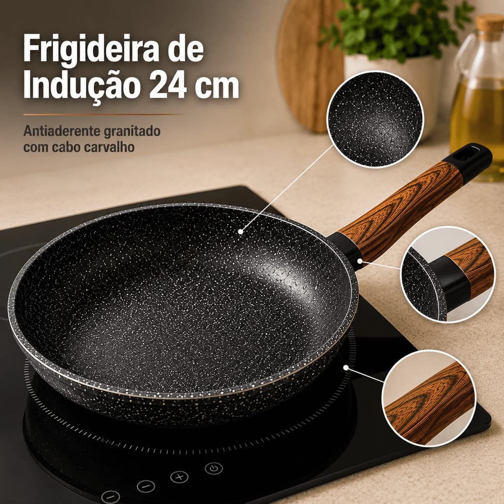 Frigideira Indução Cerâmica 24cm Gás Linha Premium CLINK