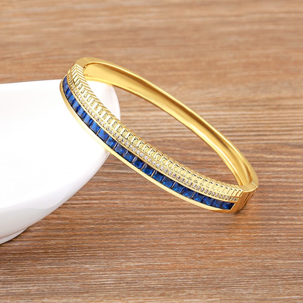 NIDIN Zircônia Cúbica De Luxo Leve 4 Cores Pulseiras De Punho Aberto Bangle For Womens Fashion Jóias Da Moda Simples Pre