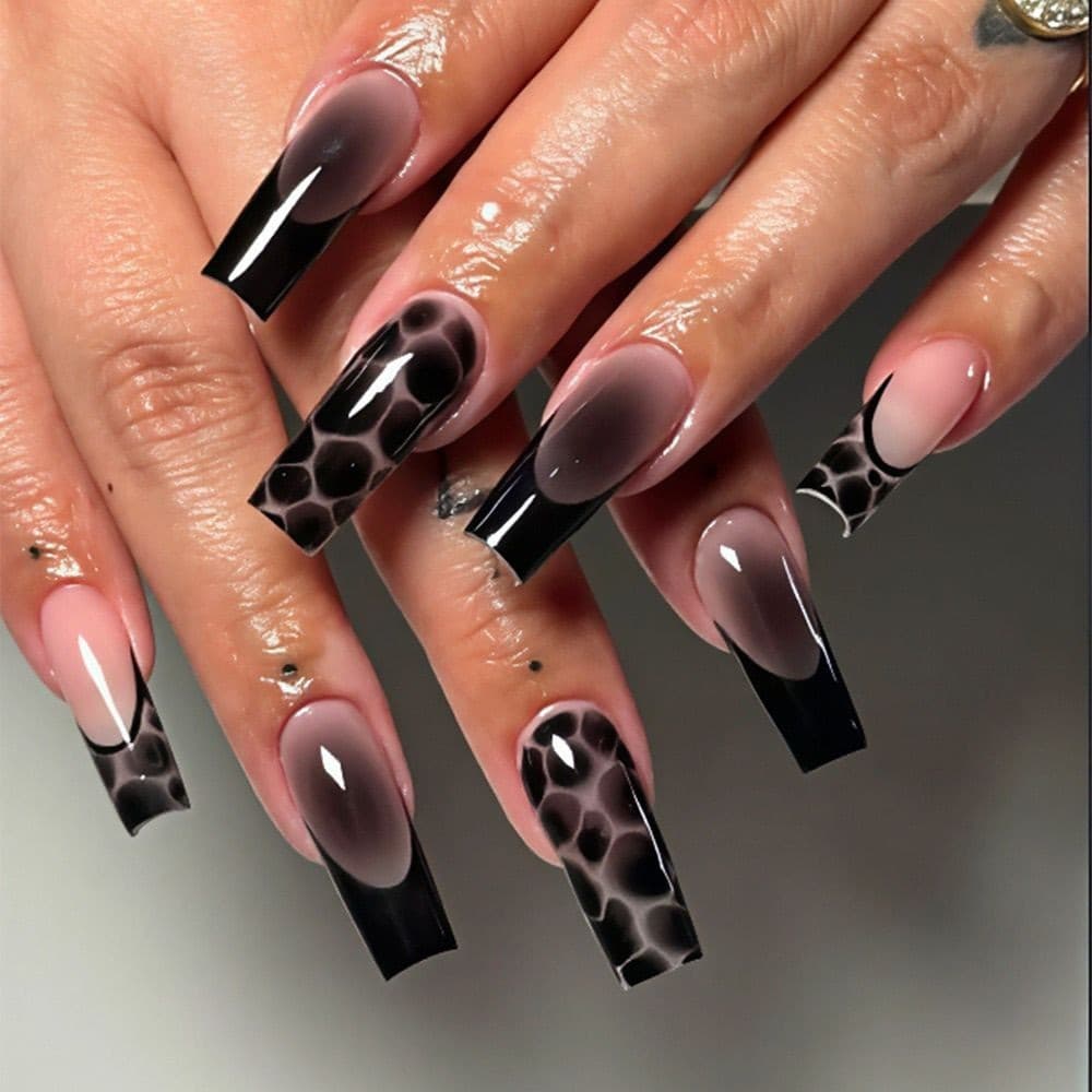 Unhas de comprimento médio para manicure, manchas de unhas falsas, listras, estilo de unhas, peças de manicure