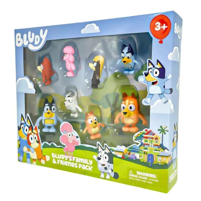 8 Pçs/Set Anime Bluey Família Christine Heeler Bingo Bandit Chilli Snickers Coco Indy Rusty Q Versão Figuras De PVC De A