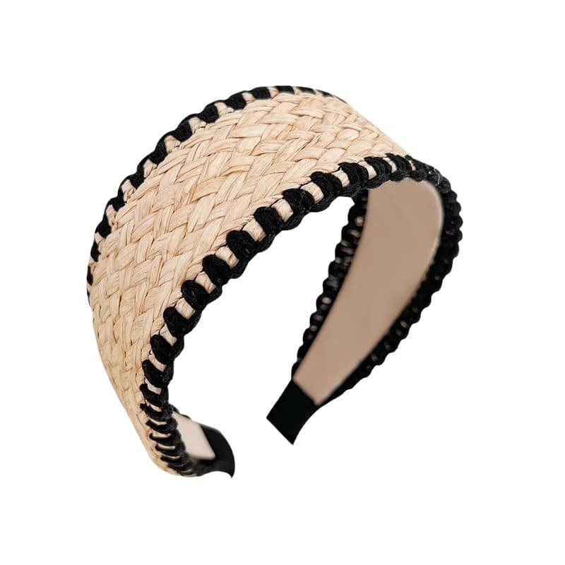 Novo bambu fresco trançado bandana de aba larga estilo boêmio palha trançado bandana influenciador elegante temperamento