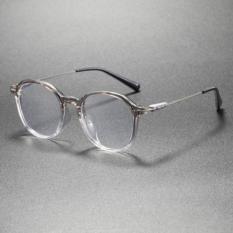Moda Versátil Óculos Quadro Masculino Feminino Ultraleve TR Metal Redondo Anti Luz Azul Lente Transparente Ópticos