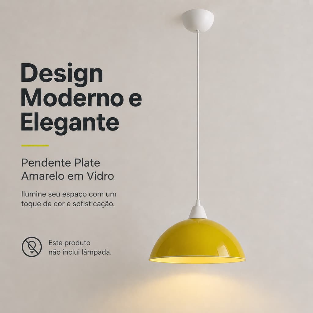 Pendente Decorativo Plate Amarelo 29cm Em Vidro