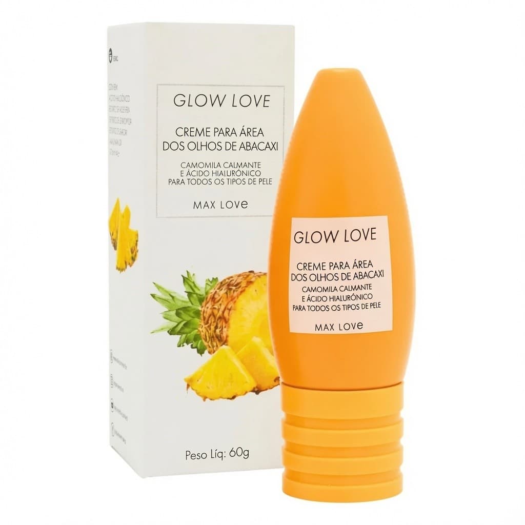 Creme para Área dos Olhos de Abacaxi Glow Love Max Love 60g com Ácido Hialurônico e Camomila