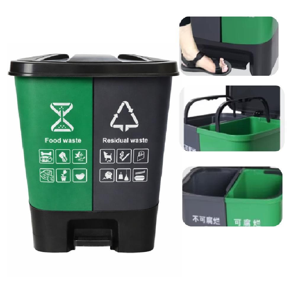 Lixeira Dupla 16L com Pedal para Coleta Seletiva