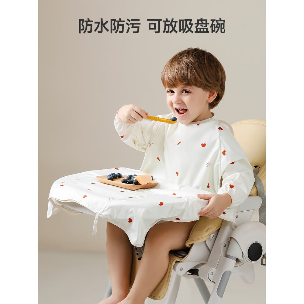Crianças de uma peça cadeira de jantar macacão crianças auto-comer babadores bebê arroz bolsos à prova dwaterproof água
