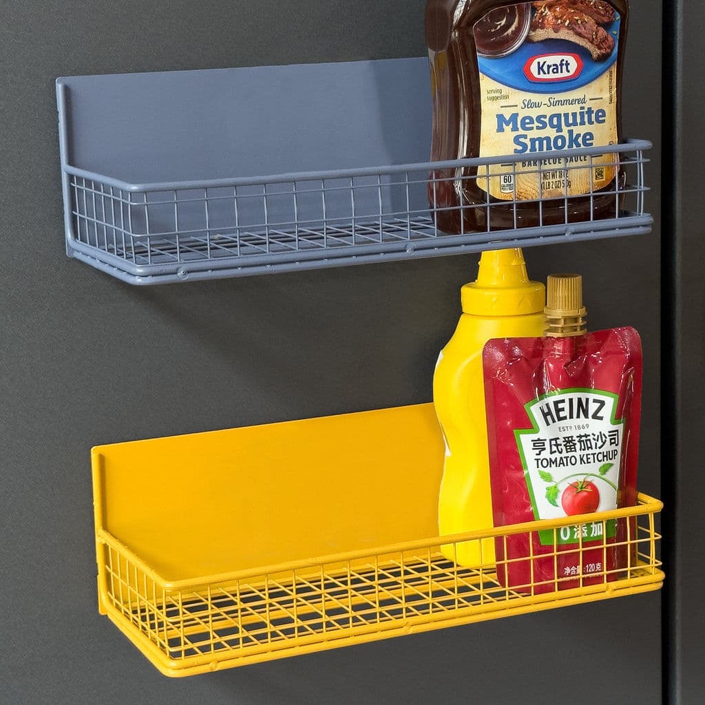 Rack de armazenamento lateral para geladeira, magnético, sem perfuração, fixado na parede, condimentos de cozinha, rack