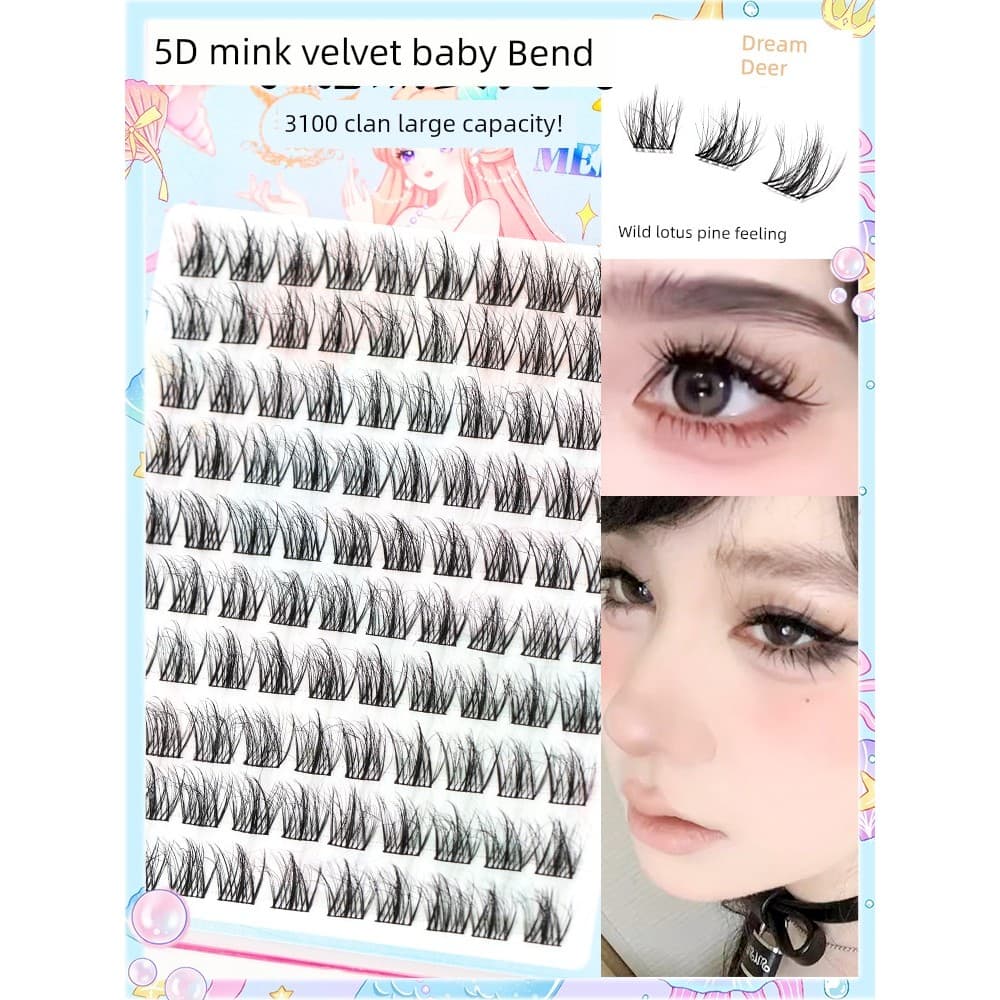 Cílios naturais Cílios postiços Cílios postiços 3D Dream Deer Mink Velvet Baby postiços fofos multicamadas