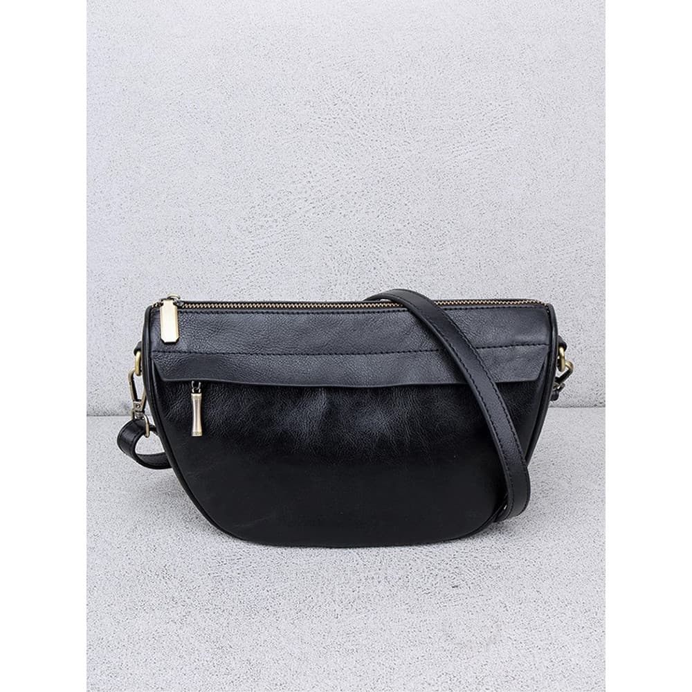 2026 novo estilo All-Match couro genuíno bolsa feminina vegetal curtido primeira camada saco crescente Retro grande