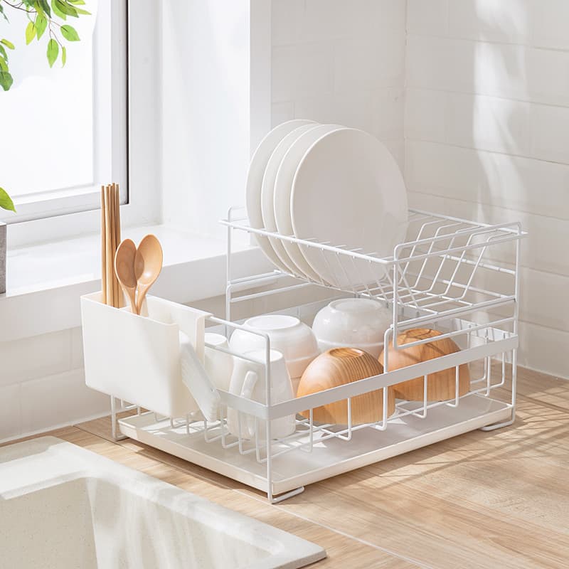 Simples prato dreno rack doméstico única camada prateleira de cozinha prato rack de armazenamento de talheres rack de ta