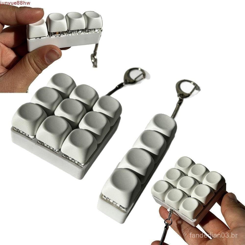 JUNYUE Teclado Fidget Toy , 4/9 Teclas DIY Finger Clicker Keychain , Toque Confortável