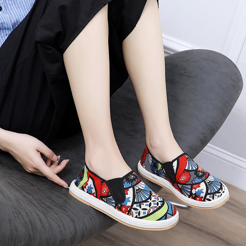 Moda artesanal pano sola sapatos feminino foto cachecol elástico algodão pano Melaleuca sola primavera outono respirável
