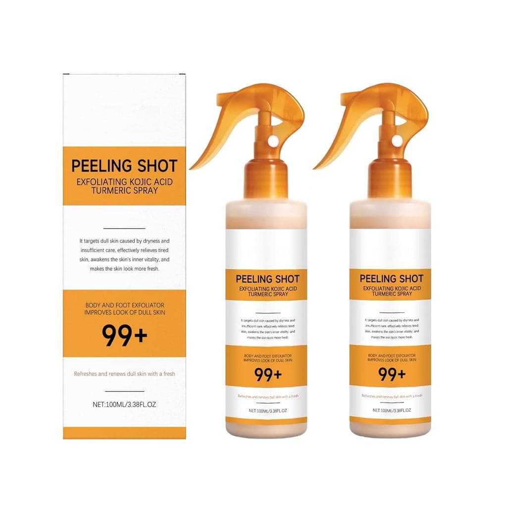 2PCS PeelShot Keratin Care Spray de Ácido Kójico e Cúrcuma, Solução Esfoliante, EyeShot Spray de Cúrcuma, Cuidado Corpor